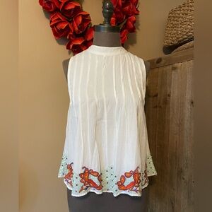 Chloe Oliver White Sleeveless Embroidered Tank Top